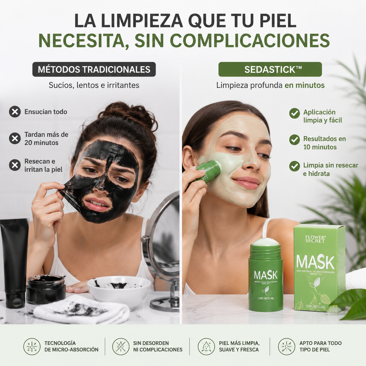 SedaStick - Mascarilla Te Verde en Barra 💚 Edición Limitada