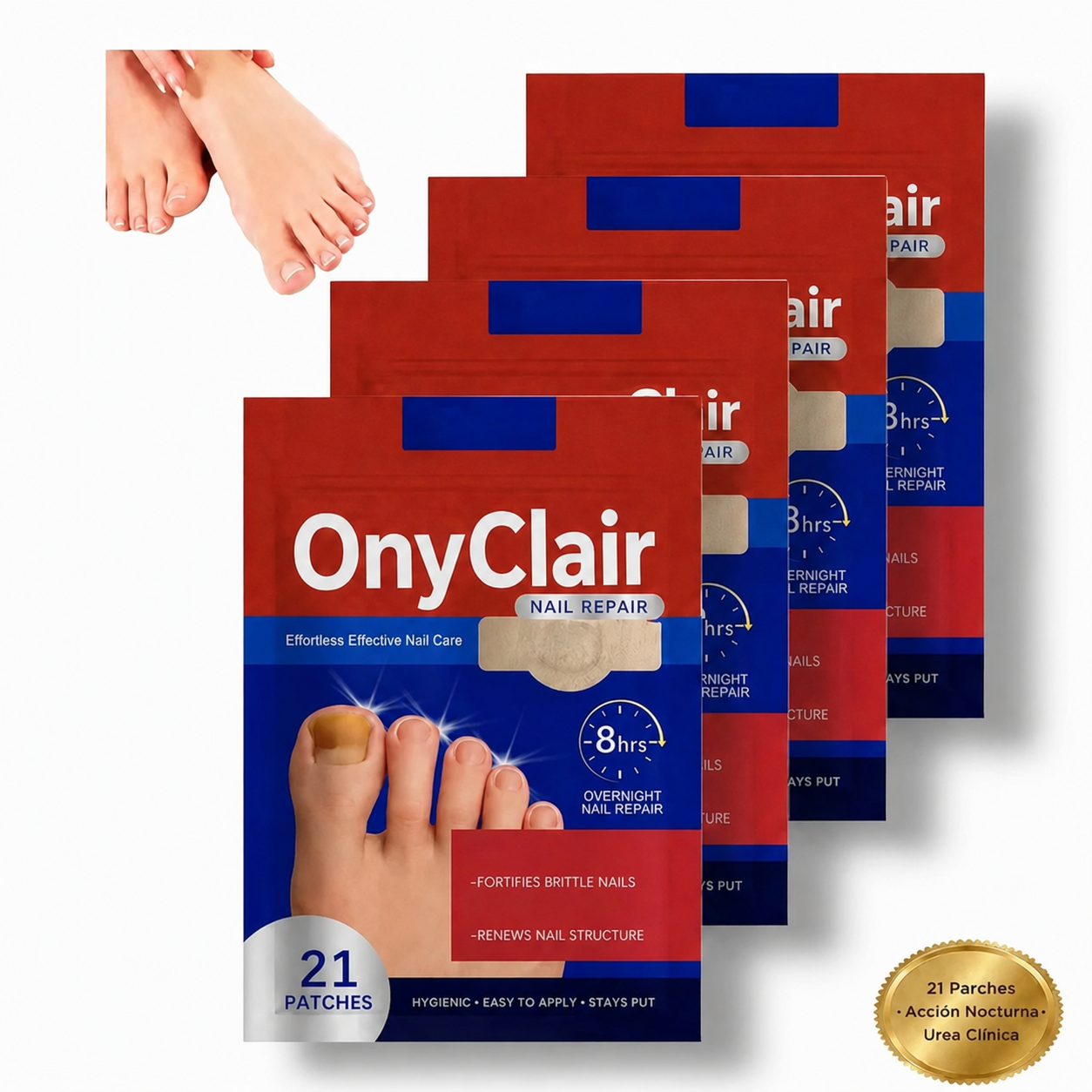OnyClair | Parche Nocturno con Urea Activa | 21 parches